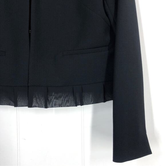 Brooks Brothers Cropped Blazer Jacket Wool Blend Ruffle Hem Womens Size 4 Black - Picture 4 of 16